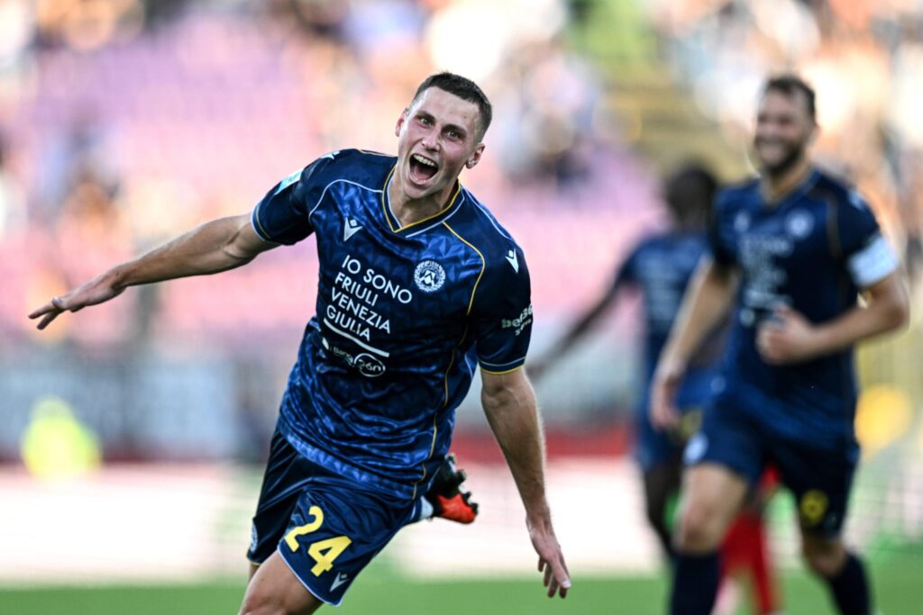 Jakub Piotrowski podczas meczu Udinese