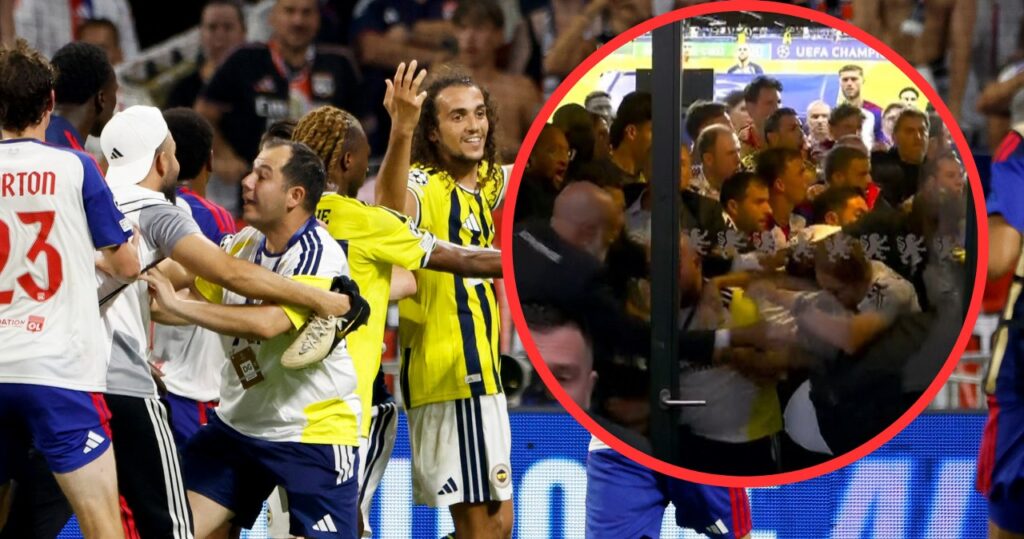 Piłkarze Fenerbahce i Olympique Lyon podczas meczu eliminacji Ligi Mistrzów