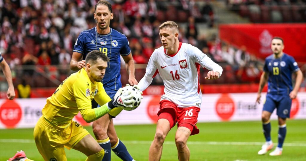 Wiktor Nowak podczas meczu reprezentacji Polski