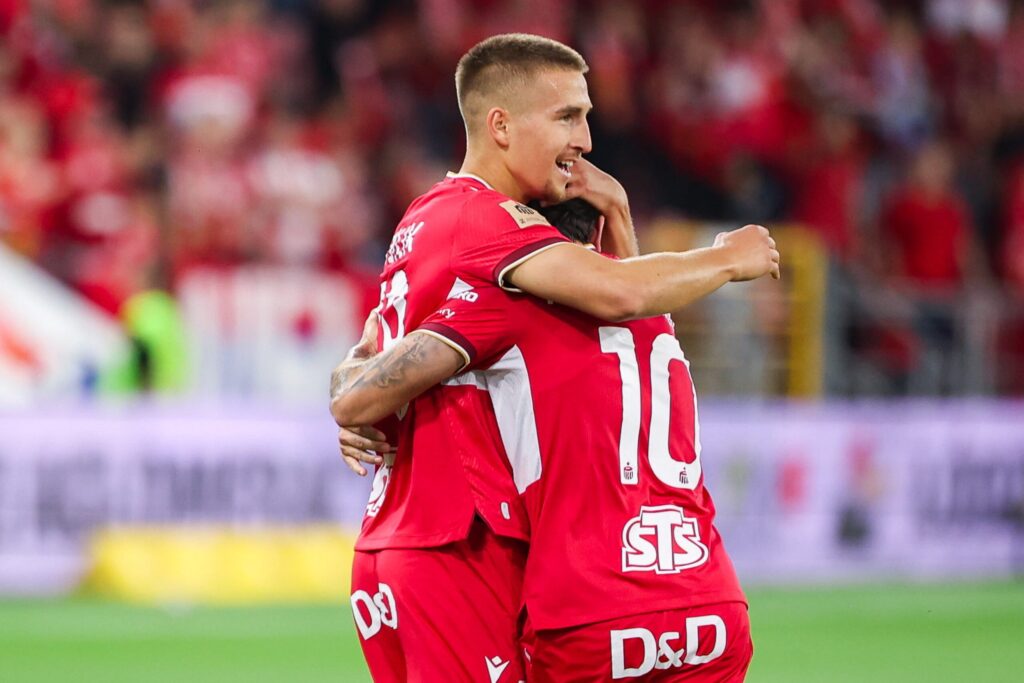 Piłkarze Widzewa Łódź podczas meczu z Wieczystą Kraków