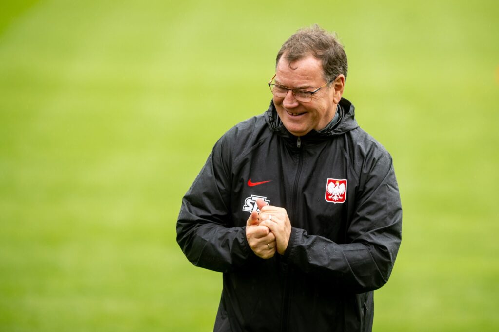 Jan Urban podczas konferencji prasowej reprezentacji Polski