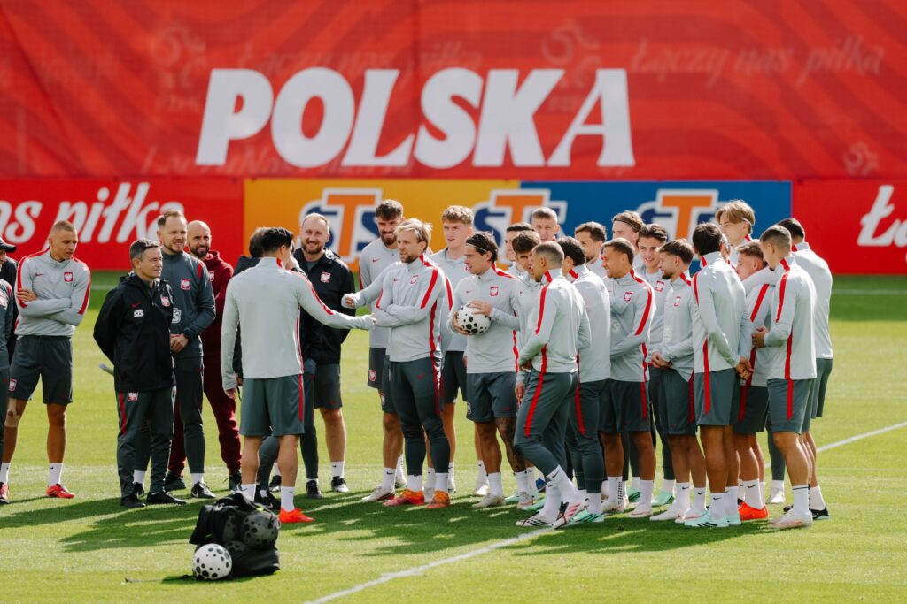 Reprezentacja Polski podczas meczu piłkarskiego