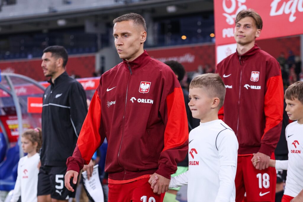 Przemysław Frankowski na konferencji prasowej reprezentacji Polski
