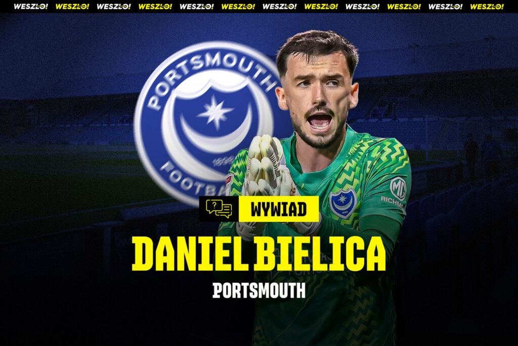 Daniel Bielica podczas meczu w bramce Portsmouth