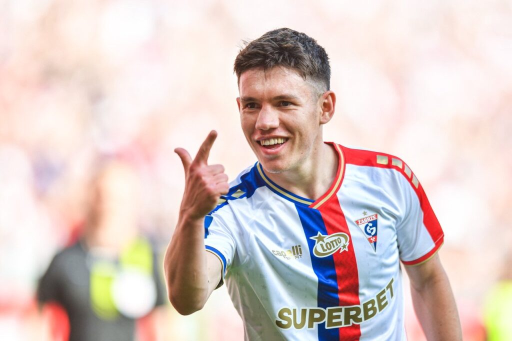 Maksym Chłań w barwach Górnika Zabrze podczas meczu