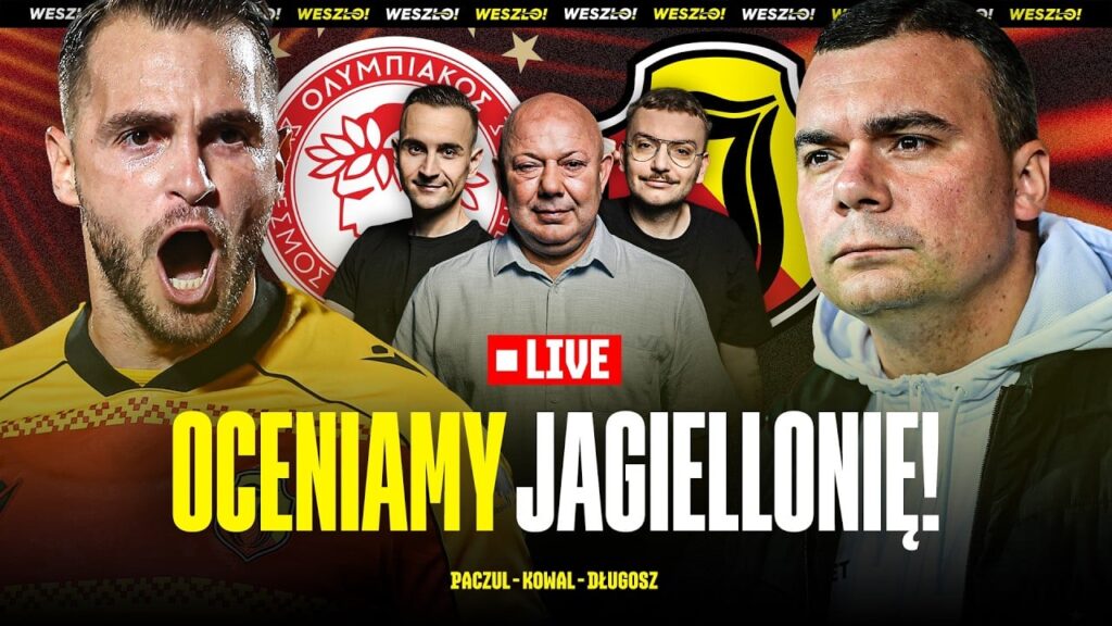 Piłkarze Jagiellonii Białystok i Olympiakosu podczas meczu Ligi Europy