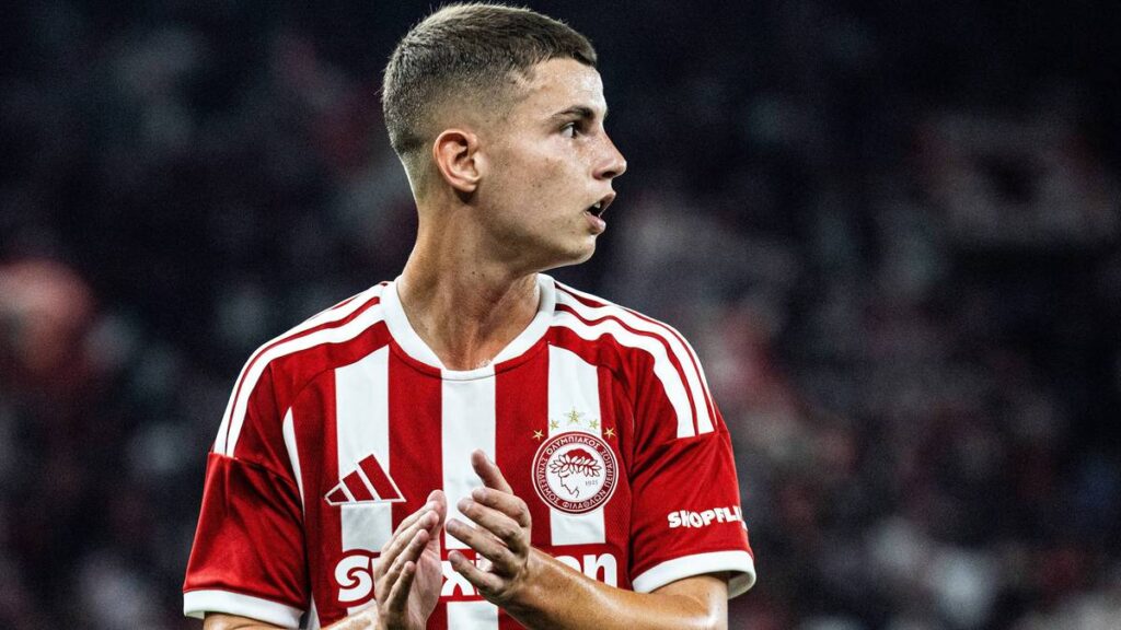 Piłkarze Olympiakosu podczas meczu Ligi Europy