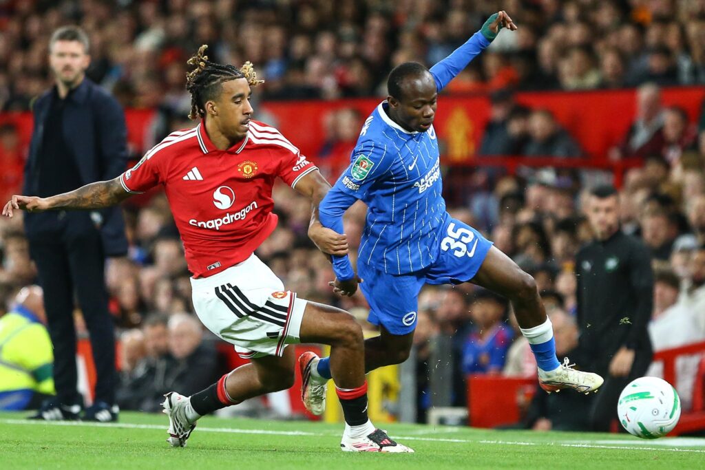Piłkarze Manchester United i Brighton podczas meczu Pucharu Ligi