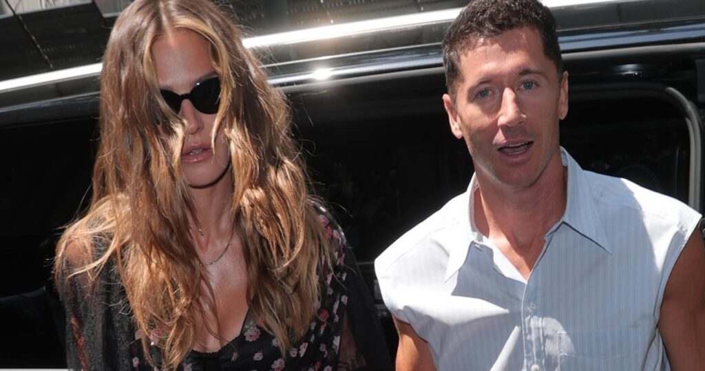Robert Lewandowski i Anna Lewandowska w sklepie spożywczym