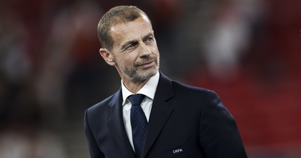 Aleksander Ceferin podczas konferencji UEFA