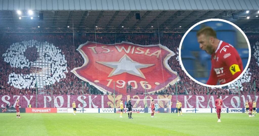 Piłkarze Wisły Kraków i Lecha Poznań podczas meczu Ekstraklasy