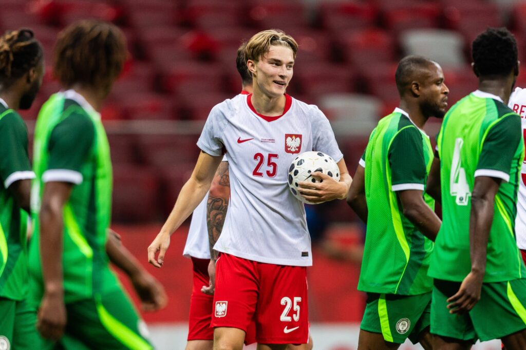 Kacper Potulski podczas meczu Bundesligi