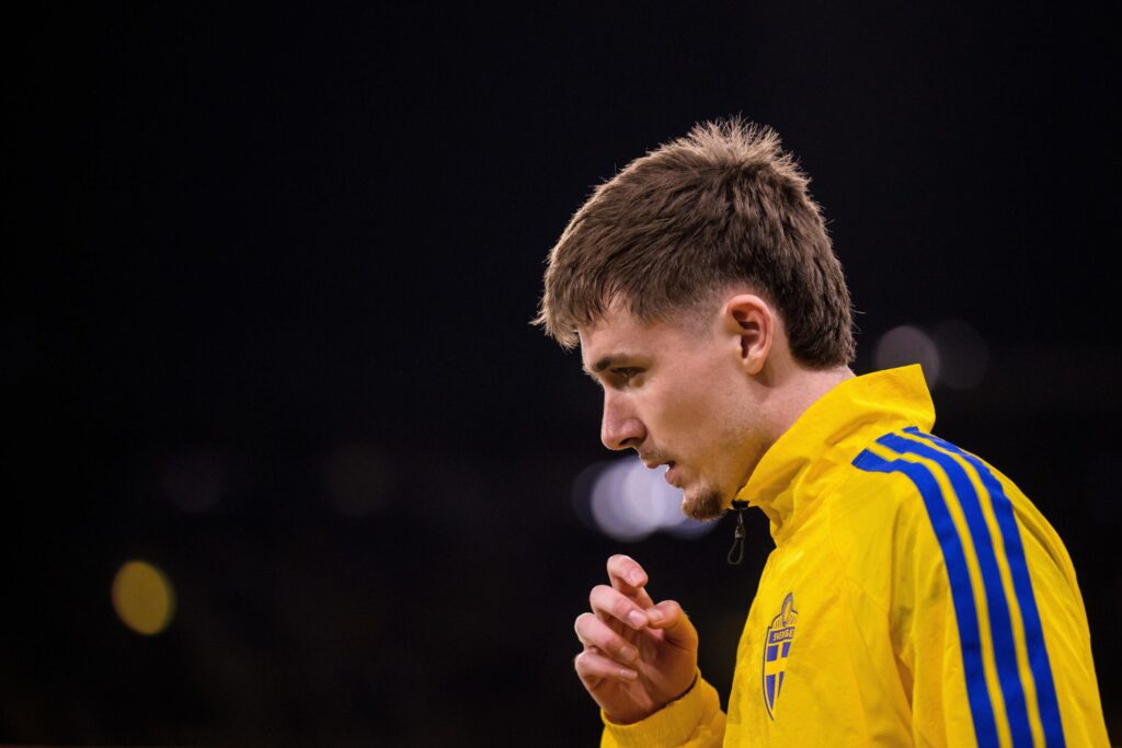 Patrik Walemark w barwach Lecha Poznań podczas meczu