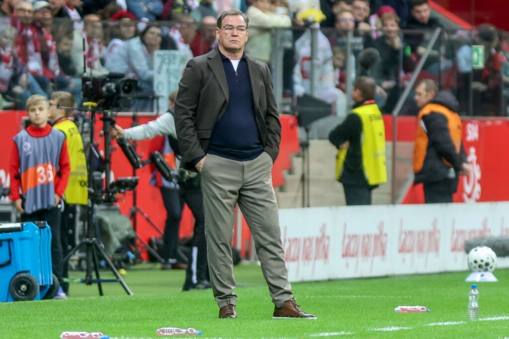 Jan Urban podczas konferencji prasowej reprezentacji Polski