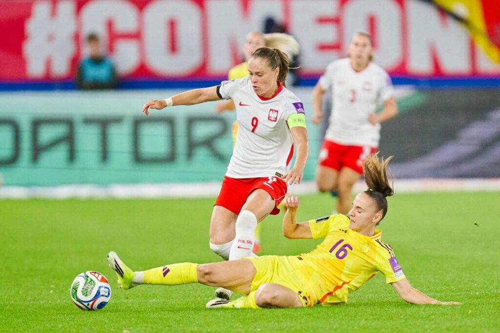 Piłkarki reprezentacji Polski podczas meczu z Belgią w barażu o MŚ kobiet