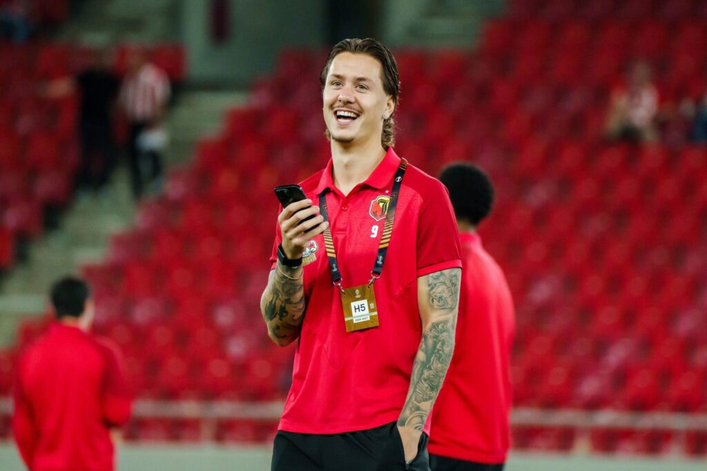 Dimitris Rallis w barwach Jagiellonii Białystok podczas meczu