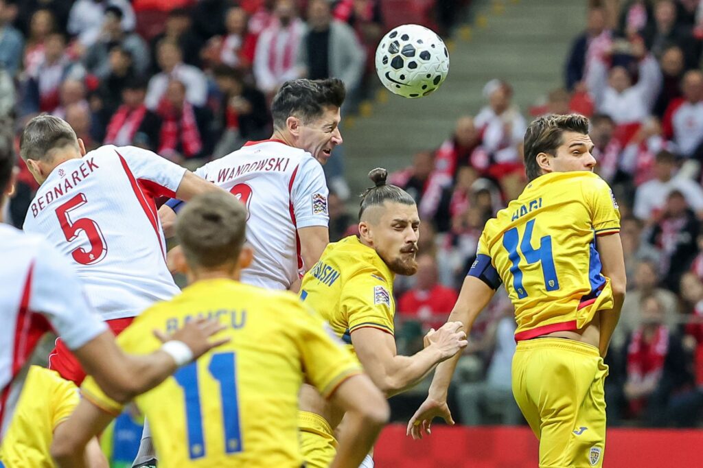Piłkarze reprezentacji Rumunii podczas meczu Ligi Narodów